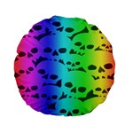 Rainbow Skull Collection Standard 15  Premium Flano Round Cushion 