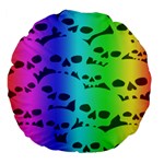 Rainbow Skull Collection Large 18  Premium Flano Round Cushion 