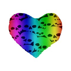 Rainbow Skull Collection Standard 16  Premium Flano Heart Shape Cushion  from ArtsNow.com Front