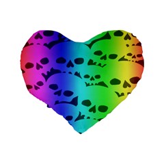 Rainbow Skull Collection Standard 16  Premium Flano Heart Shape Cushion  from ArtsNow.com Back