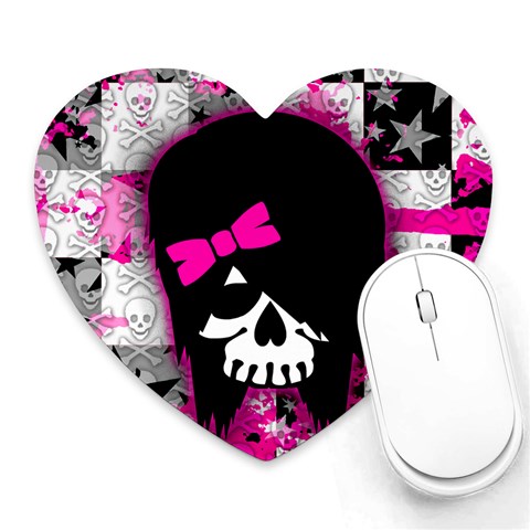 Scene Kid Girl Skull Heart Mousepad from ArtsNow.com Front