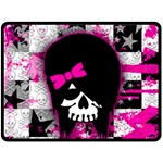 Scene Kid Girl Skull Fleece Blanket (Large)