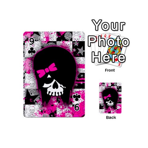 Scene Kid Girl Skull Playing Cards 54 Designs (Mini) from ArtsNow.com Front - Club9