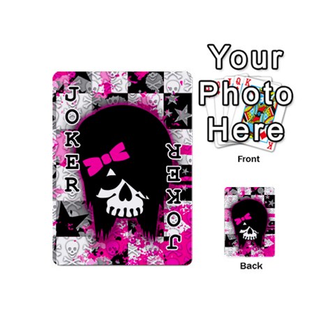 Scene Kid Girl Skull Playing Cards 54 Designs (Mini) from ArtsNow.com Front - Joker1