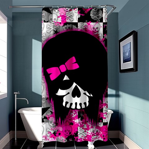Scene Kid Girl Skull Shower Curtain 36  x 72  (Stall) from ArtsNow.com Curtain(36 X72 ) - 33.26 x66.24  Curtain(36 X72 )