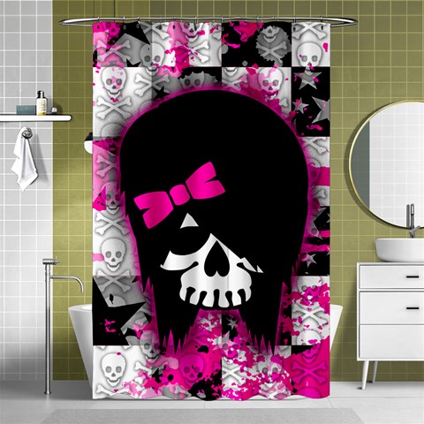 Scene Kid Girl Skull Shower Curtain 48  x 72  (Small) from ArtsNow.com Curtain(48  X 72 ) - 42.18 x64.8  Curtain(48  X 72 )