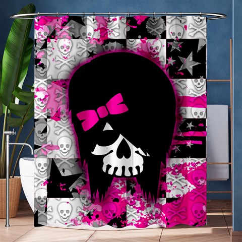 Scene Kid Girl Skull Shower Curtain 60  x 72  (Medium) from ArtsNow.com 60 x72  Curtain