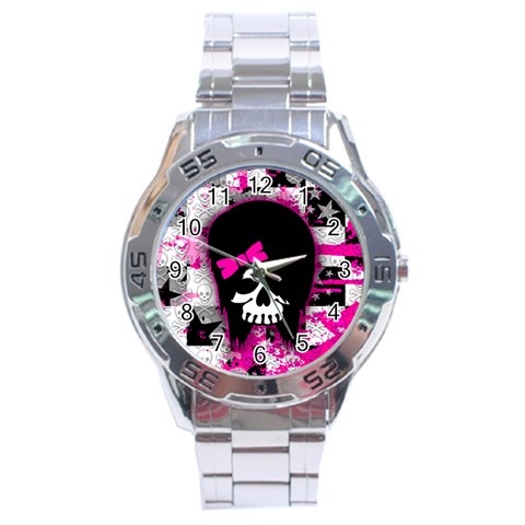 Scene Kid Girl Skull Stainless Steel Analogue Watch from ArtsNow.com Front