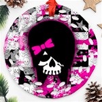 Scene Kid Girl Skull Ornament (Round Filigree)