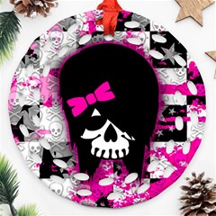 Scene Kid Girl Skull Round Filigree Ornament (Two Sides) from ArtsNow.com Front