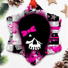 Scene Kid Girl Skull Snowflake Ornament (Two Sides) from ArtsNow.com Front