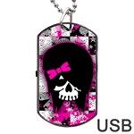 Scene Kid Girl Skull Dog Tag USB Flash (Two Sides)