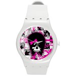 Scene Kid Girl Skull Round Plastic Sport Watch (M)