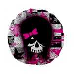 Scene Kid Girl Skull Standard 15  Premium Round Cushion 