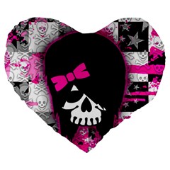 Scene Kid Girl Skull Large 19  Premium Heart Shape Cushion from ArtsNow.com Front