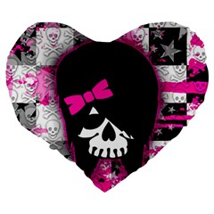 Scene Kid Girl Skull Large 19  Premium Heart Shape Cushion from ArtsNow.com Back