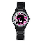 Scene Kid Girl Skull Stainless Steel Round Watch