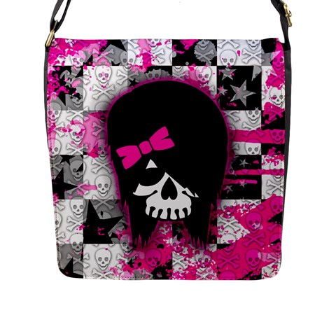 Scene Kid Girl Skull Flap Closure Messenger Bag (L) from ArtsNow.com Front