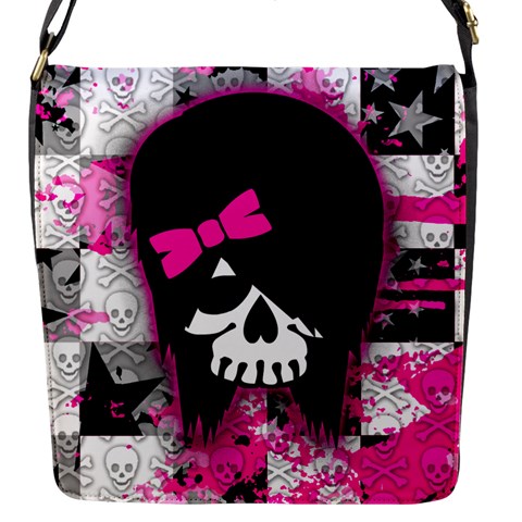 Scene Kid Girl Skull Flap Closure Messenger Bag (S) from ArtsNow.com Front