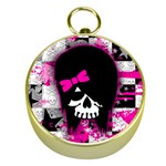 Scene Kid Girl Skull Gold Compass