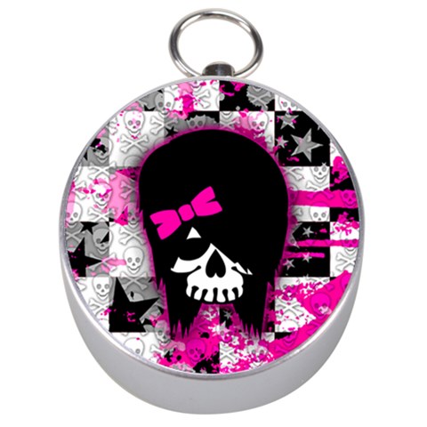 Scene Kid Girl Skull Silver Compass from ArtsNow.com Front