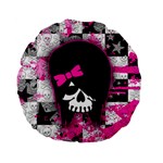 Scene Kid Girl Skull Standard 15  Premium Flano Round Cushion 