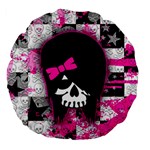 Scene Kid Girl Skull Large 18  Premium Flano Round Cushion 