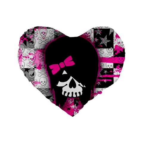 Scene Kid Girl Skull Standard 16  Premium Flano Heart Shape Cushion  from ArtsNow.com Front