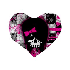 Scene Kid Girl Skull Standard 16  Premium Flano Heart Shape Cushion  from ArtsNow.com Back