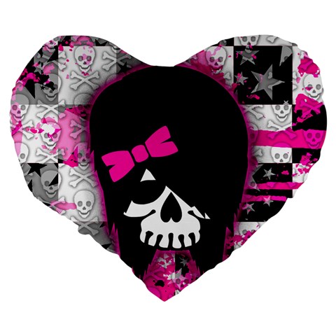 Scene Kid Girl Skull Large 19  Premium Flano Heart Shape Cushion from ArtsNow.com Back