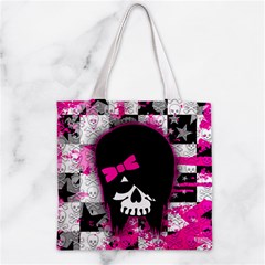 Scene Kid Girl Skull Zipper Grocery Tote Bag from ArtsNow.com Front