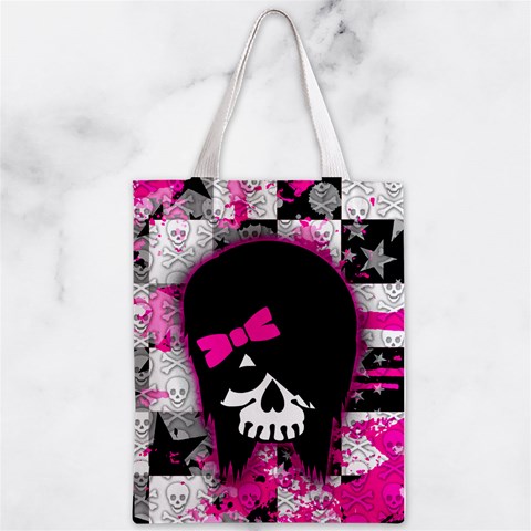 Scene Kid Girl Skull Zipper Classic Tote Bag from ArtsNow.com Back