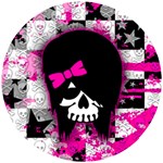 Scene Kid Girl Skull Wooden Puzzle Round