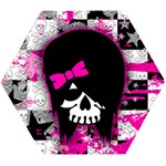 Scene Kid Girl Skull Wooden Puzzle Hexagon