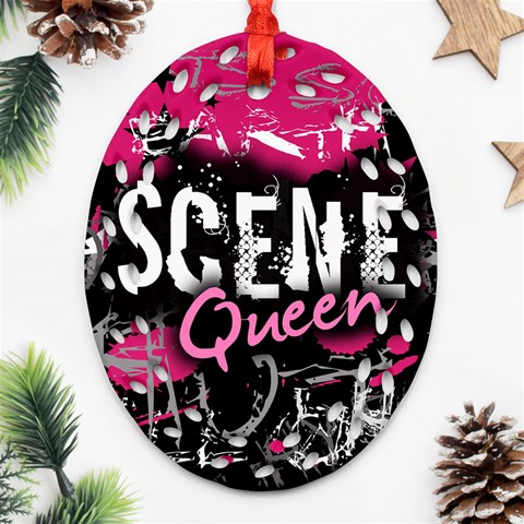 Scene Queen Ornament (Oval Filigree) from ArtsNow.com Front