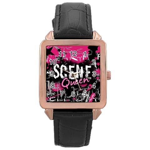 Scene Queen Rose Gold Leather Watch  from ArtsNow.com Front