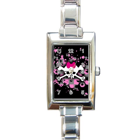 Scene Skull Splatter Rectangle Italian Charm Watch from ArtsNow.com Front