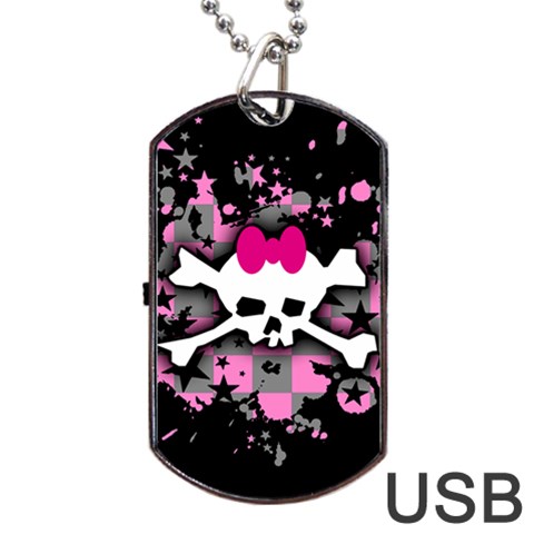 Scene Skull Splatter Dog Tag USB Flash (One Side) from ArtsNow.com Front