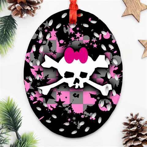 Scene Skull Splatter Oval Filigree Ornament (Two Sides) from ArtsNow.com Front