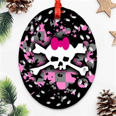 Scene Skull Splatter Oval Filigree Ornament (Two Sides) from ArtsNow.com Front