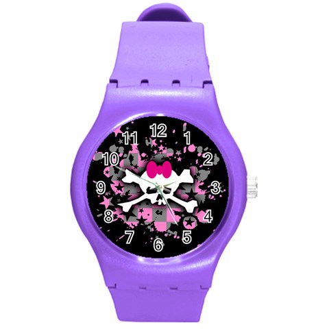 Scene Skull Splatter Round Plastic Sport Watch (M) from ArtsNow.com Front