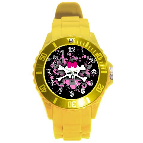 Scene Skull Splatter Round Plastic Sport Watch (L) from ArtsNow.com Front