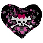 Scene Skull Splatter Large 19  Premium Heart Shape Cushion