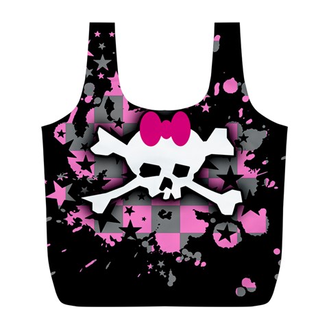 Scene Skull Splatter Full Print Recycle Bag (L) from ArtsNow.com Front