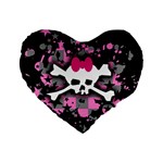 Scene Skull Splatter Standard 16  Premium Flano Heart Shape Cushion 