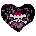 Scene Skull Splatter Large 19  Premium Flano Heart Shape Cushion