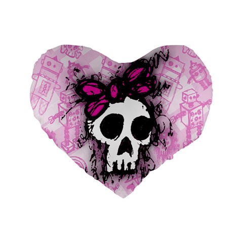 Sketched Skull Princess Standard 16  Premium Flano Heart Shape Cushion  from ArtsNow.com Front