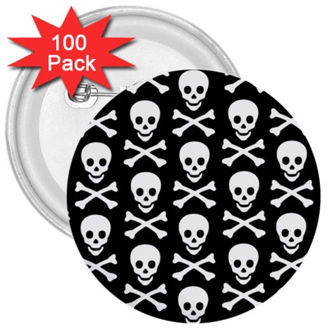 Skull and Crossbones 3  Button (100 pack) from ArtsNow.com Front