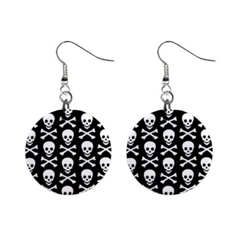 Skull and Crossbones 1  Button Earrings from ArtsNow.com Front