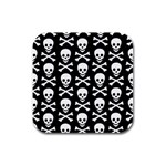 Skull and Crossbones Rubber Square Coaster (4 pack)